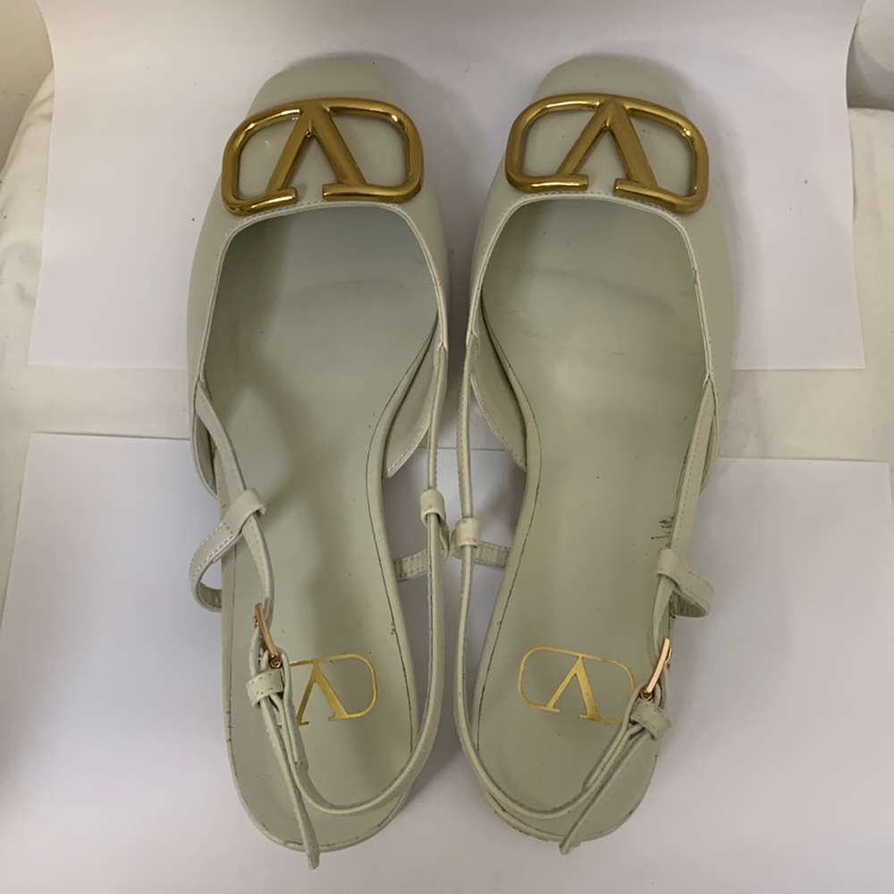 Valentino Cream Sandals with Gold Details